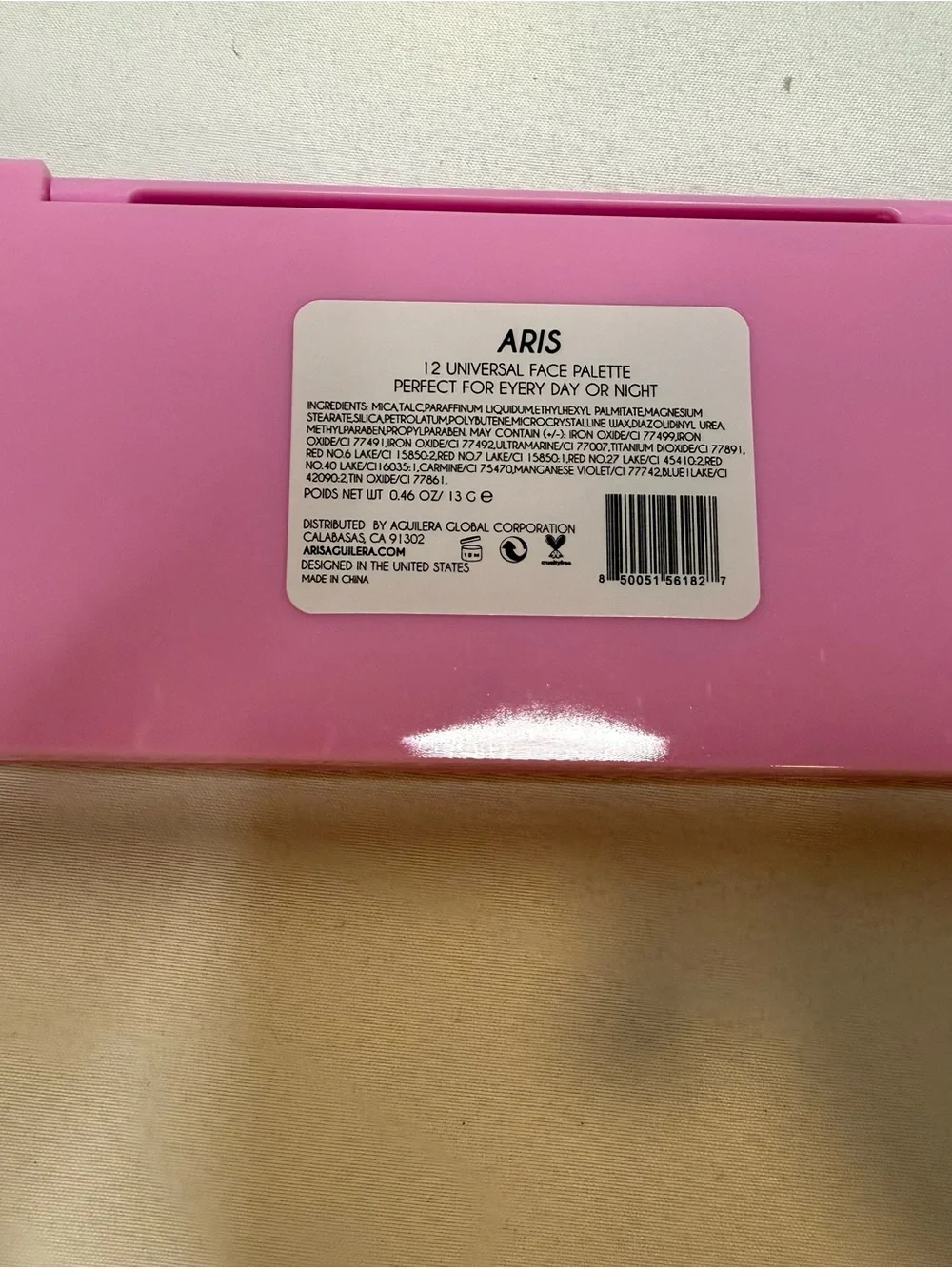 Aris Glossy Pink Palette with Gold Script Logo